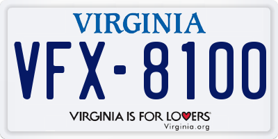 VA license plate VFX8100