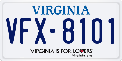 VA license plate VFX8101