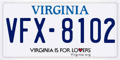 VA license plate VFX8102
