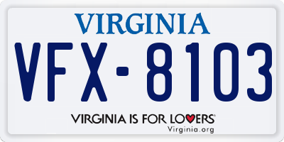 VA license plate VFX8103