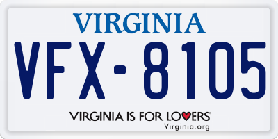 VA license plate VFX8105
