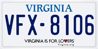 VA license plate VFX8106