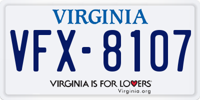 VA license plate VFX8107