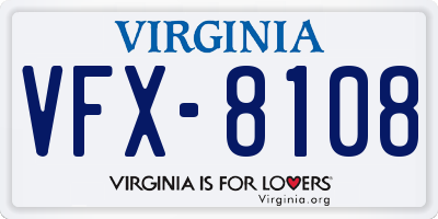 VA license plate VFX8108