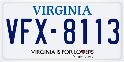 VA license plate VFX8113