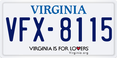 VA license plate VFX8115