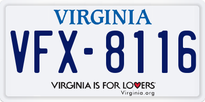 VA license plate VFX8116
