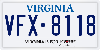 VA license plate VFX8118