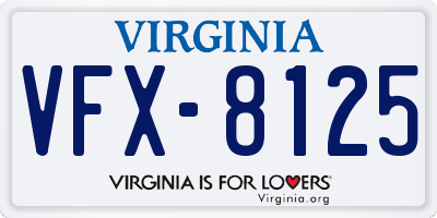 VA license plate VFX8125