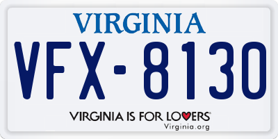 VA license plate VFX8130