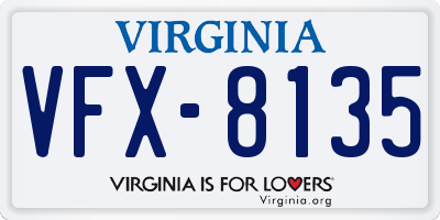 VA license plate VFX8135