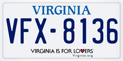 VA license plate VFX8136
