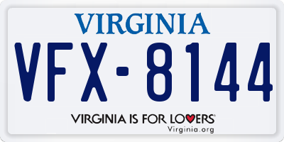VA license plate VFX8144