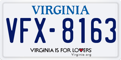 VA license plate VFX8163