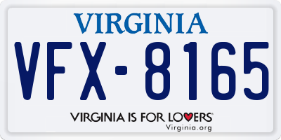 VA license plate VFX8165