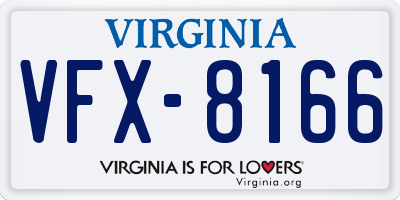 VA license plate VFX8166