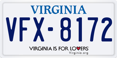 VA license plate VFX8172