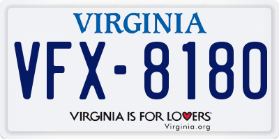 VA license plate VFX8180