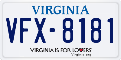 VA license plate VFX8181