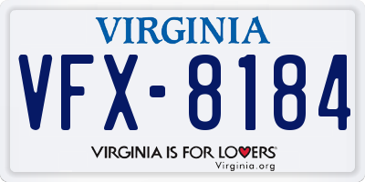 VA license plate VFX8184