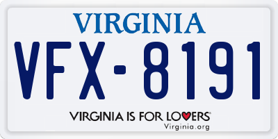 VA license plate VFX8191