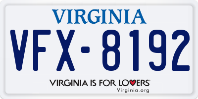 VA license plate VFX8192