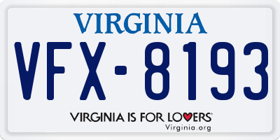 VA license plate VFX8193