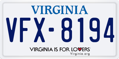 VA license plate VFX8194