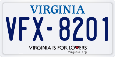 VA license plate VFX8201