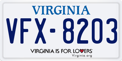 VA license plate VFX8203