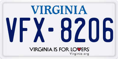 VA license plate VFX8206