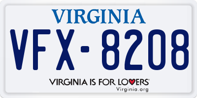 VA license plate VFX8208