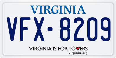 VA license plate VFX8209