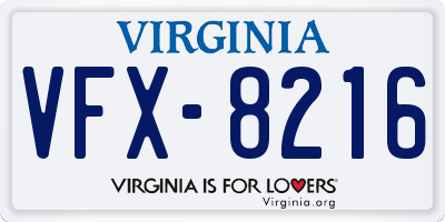 VA license plate VFX8216