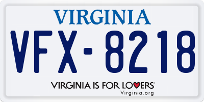 VA license plate VFX8218