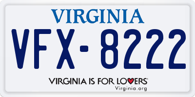 VA license plate VFX8222