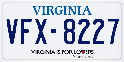 VA license plate VFX8227