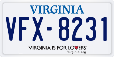 VA license plate VFX8231