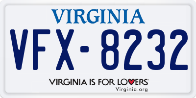 VA license plate VFX8232