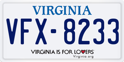 VA license plate VFX8233