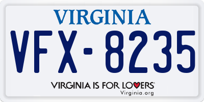 VA license plate VFX8235
