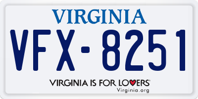 VA license plate VFX8251