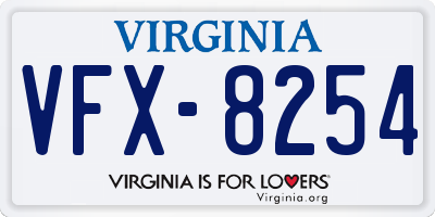 VA license plate VFX8254
