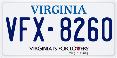 VA license plate VFX8260