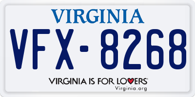 VA license plate VFX8268