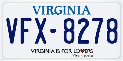 VA license plate VFX8278