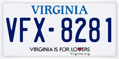 VA license plate VFX8281