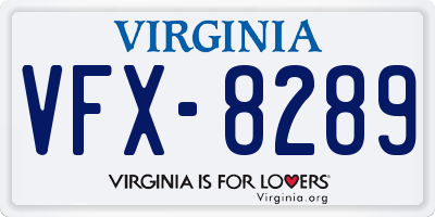 VA license plate VFX8289