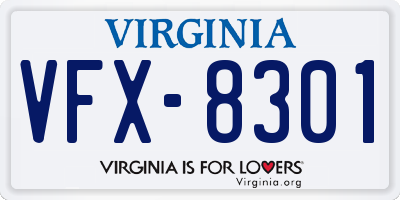 VA license plate VFX8301