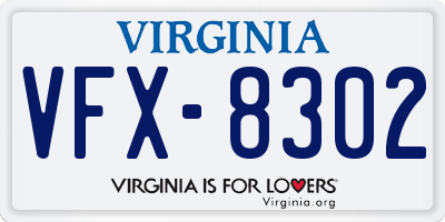 VA license plate VFX8302
